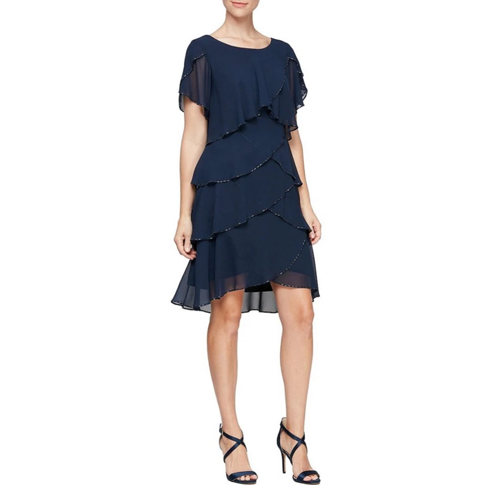 Elegant Navy Women's Mother of the Bride or Wedding Guest Dress